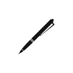 Ballpoint pen silhouette. Black vector icon.