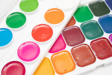A set of palette watercolors paint