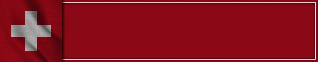 Switzerland Realistic Fabric Texture Effect Banner Long Flag, 3D Illustration