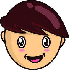 smile kid face illustration. emoticon face with brown hair. cartoon vector emoji children