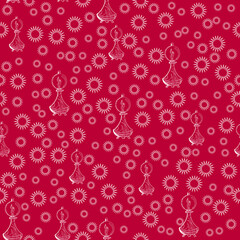 Pattern for fabrics with doodle vintage kerosene lamps or lamps on colored background