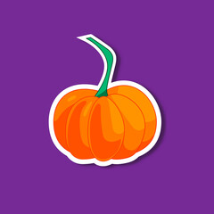 Pumpkin sticker. Vector illustration