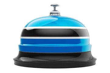 Reception bell with Botswanian flag, 3D rendering