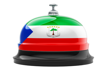 Reception bell with Equatoguinean Guinea flag, 3D rendering