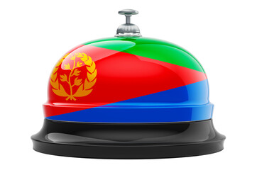 Reception bell with Eritrean flag, 3D rendering