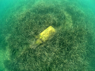 200 liters fuel barrel on the bottom. Mediterranean Sea. Near Marmaris, Turkey