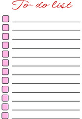 Minimalistic pink to-do list for planner