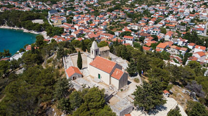 Tribunji - old church on the hill with a stunning view on the mediterian sea