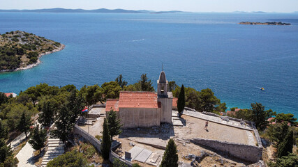 Tribunji - old church on the hill with a stunning view on the mediterian sea