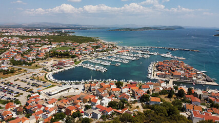 Tribunji small city near Vodice, Croatia. Stunning views on the city based on the small island and...