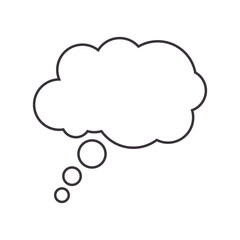 Dialog box icon. Stylish dream cloud for text drawn in black outline and isolated on white background. Vector.
