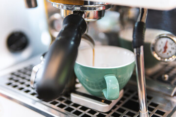 The process of making coffee in the machine