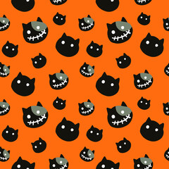 Obraz premium cat halloween vector pattern seamless