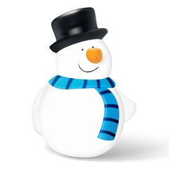 Christmas snowman isolated on white background. Vector illustration