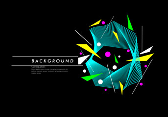 Abstract geometric lines background with circles and lines in minimalist style. Vector illustration