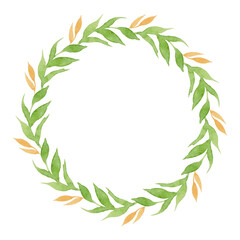 Watercolor seaweed wreath isolated on white background.