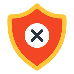 Obraz premium Cross sign on shield denoting concept of no shield