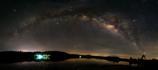 beautiful milky way in the dark night at Thailand