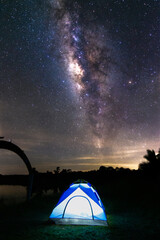 beautiful milky way in the dark night at Thailand