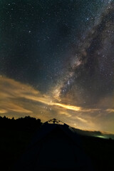 beautiful milky way in the dark night at Thailand