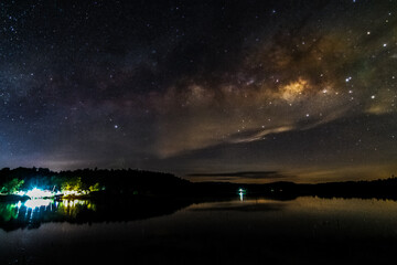 beautiful milky way in the dark night at Thailand