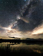beautiful milky way in the dark night at Thailand