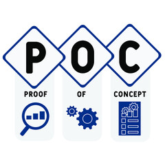 POC - Proof of Concept acronym. business concept background.  vector illustration concept with keywords and icons. lettering illustration with icons for web banner, flyer, landing 