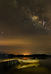 beautiful milky way in the dark night at Thailand