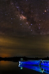 beautiful milky way in the dark night at Thailand
