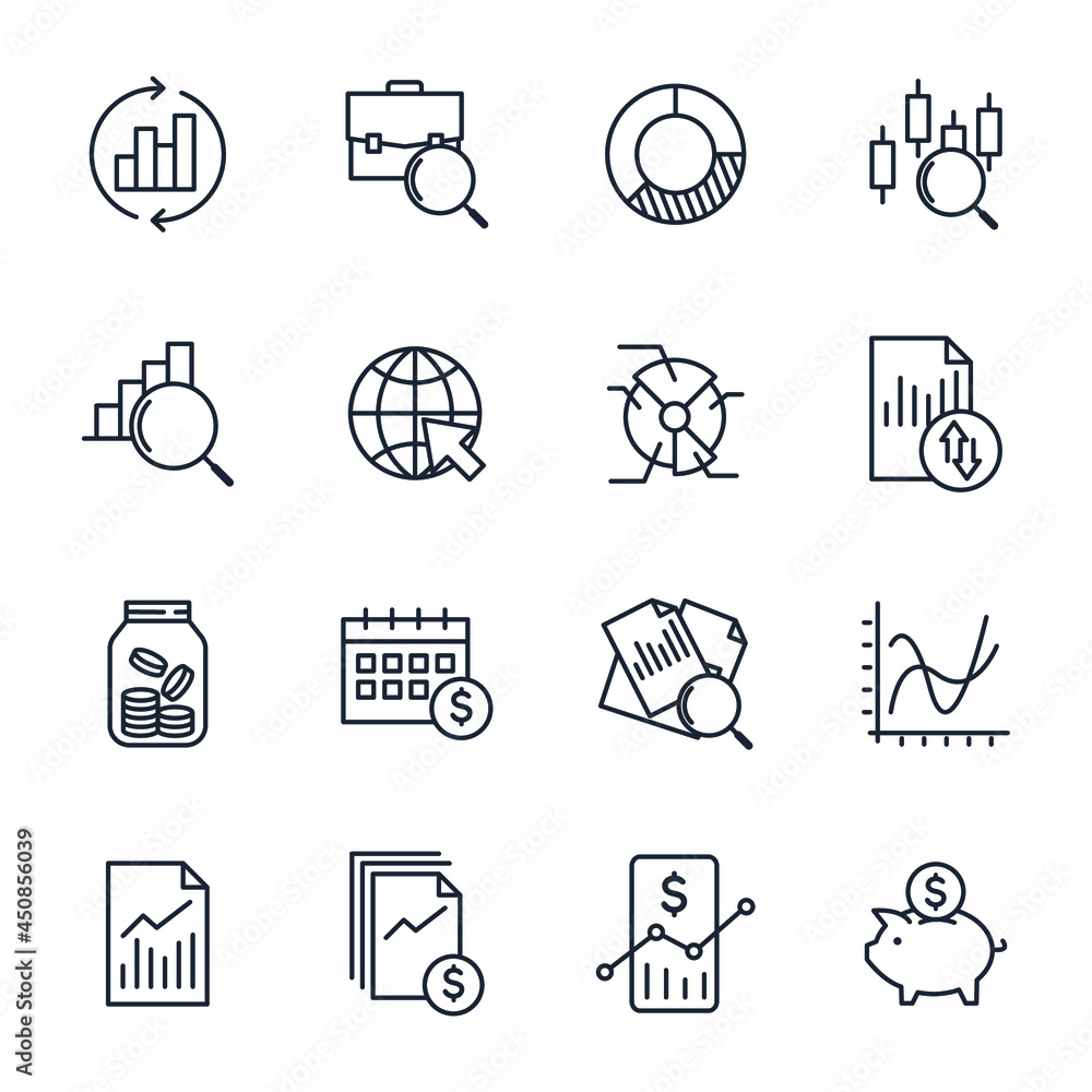 Poster set of financial analytics elements symbol template for graphic and web design collection logo vecto