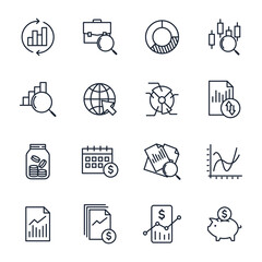 set of Financial Analytics elements symbol template for graphic and web design collection logo vector illustration