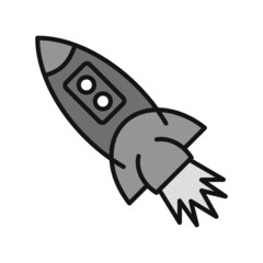 Rocket Filled Grey Vector Icon Design