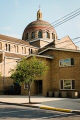 Fototapeta na wymiar Dome of St. Marys Byzantine Catholic Church, in Cambria City Historic District, Johnstown, Pennsylvania