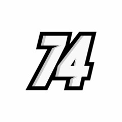 Racing number 74 logo on white background