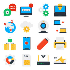 Pack of Technology and Security Flat Icons