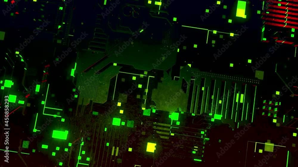 Poster abstract technological background. motion. 3d ai artificial intelligence in cpu chipset, central pro