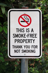 Posted sign SMOKE FREE PROPERTY