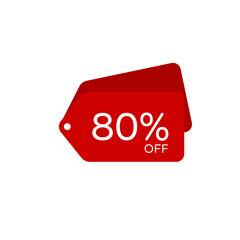 80 Percent Off, Discount Sign, Special offer price signs