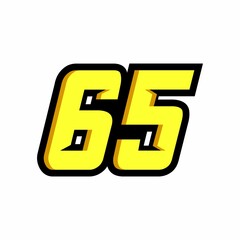 Racing number 65 logo on white background