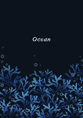 Coral reef with bubble frame vector for decoration on ocean and coastal living style concept.