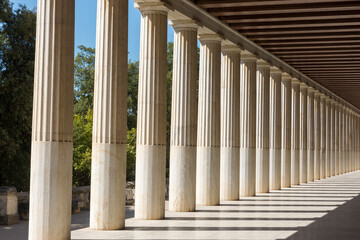 symmetries and geometries and columns at the Agora of Athens in Greece - 450860698
