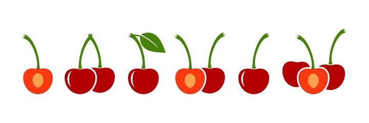Cherry logo. Isolated cherry on white background