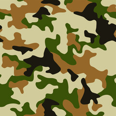 Camouflage texture seamless pattern. Abstract modern military camo endless background for fabric and fashion textile print. Vector illustration.