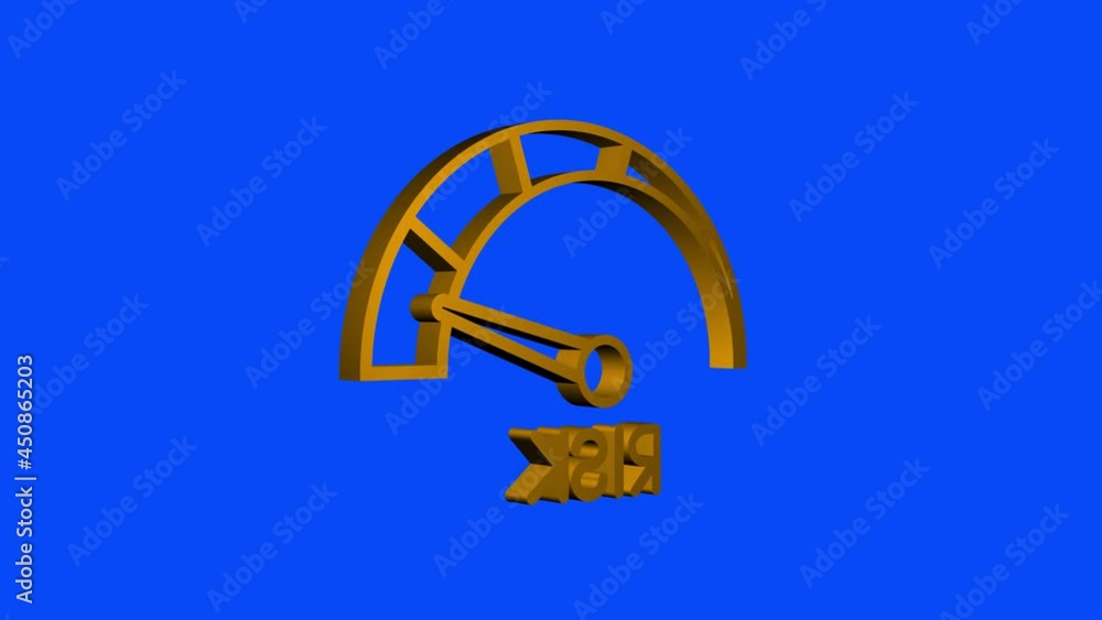 Poster risk icon on speedometer. high risk meter. motion graphics.