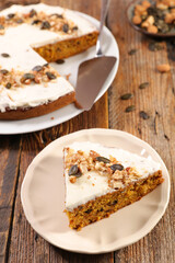 carrot cake with cream cheese and nuts