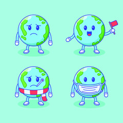 set of cute earth illustration