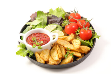 roasted potatoes, avocado and vegetables salad