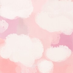 Watercolor, textured clouds in pastel pink color. Abstract, fluffy illustration.