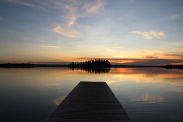 Obraz na płótnie Canvas Sunset From The Dock, Elk Island National Park, Alberta
