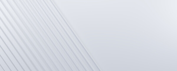 Simple white abstract background with slanted stripes at left. 3d illustration